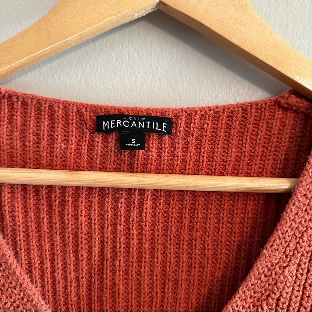 J Crew Orange V-Neck Ribbed Sweater - Picture 2 of 6